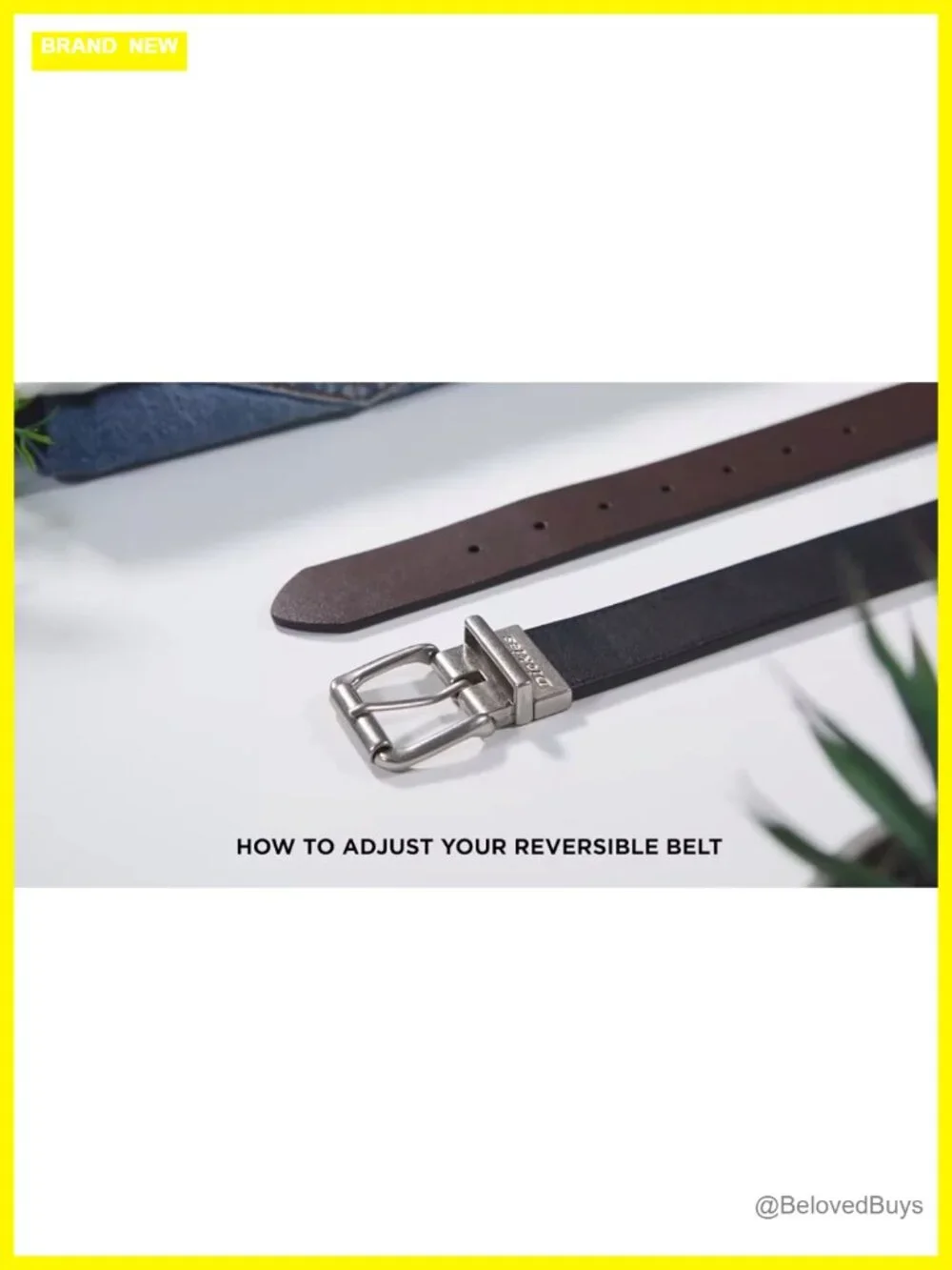 Reversible Casual Workwear Belt with Roller Buckle - Faux Leather